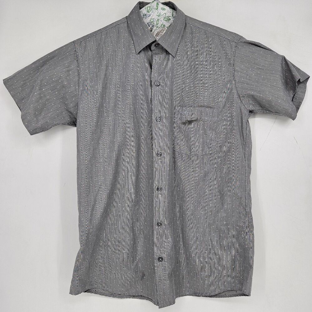 Texas Standard Shirt Mens Medium‎ Button Up Western USA Cowboy Gray FLAWS